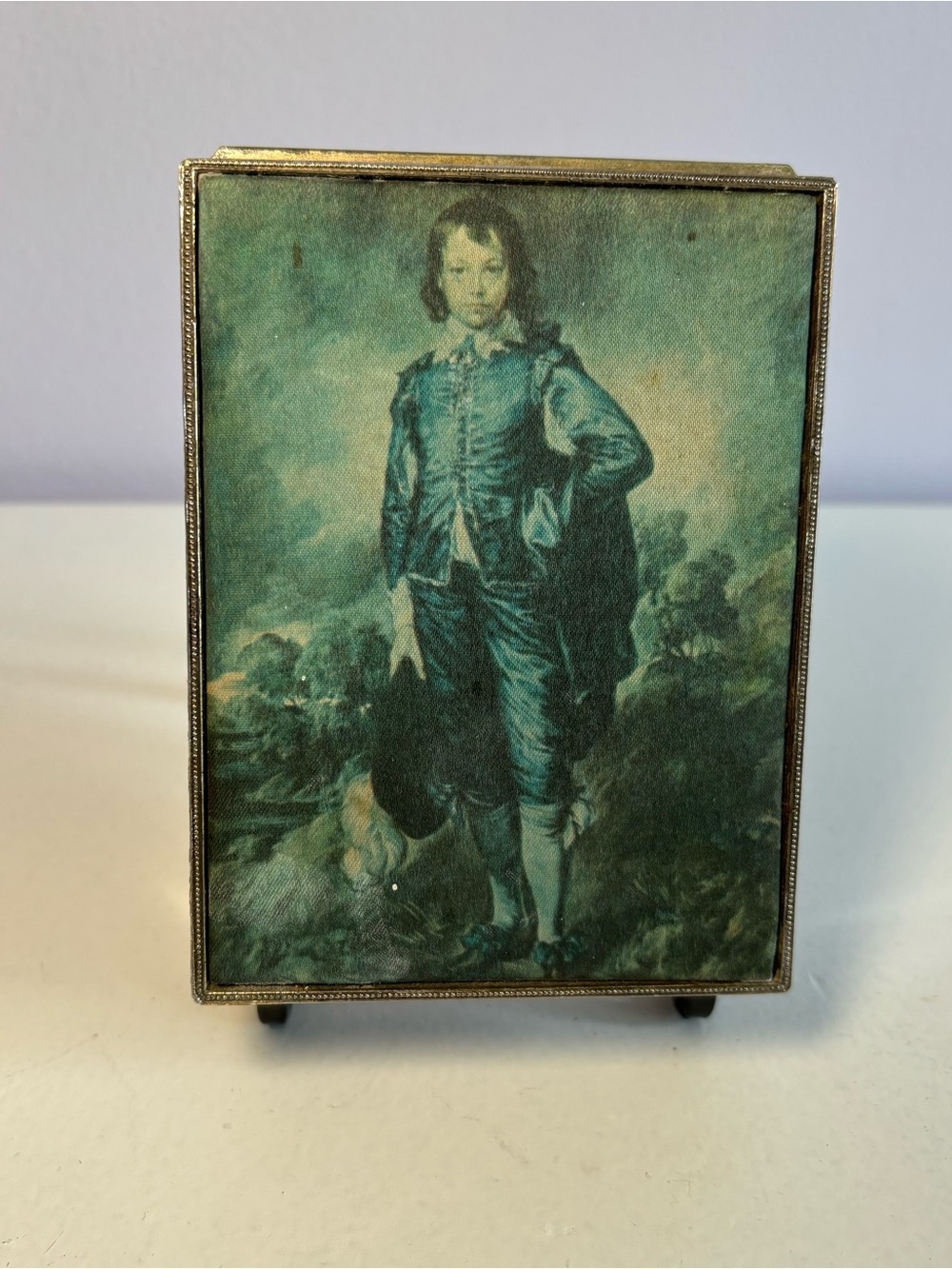 Vintage Schmid Bros “The Blue Boy” Jewelry Trinket Box